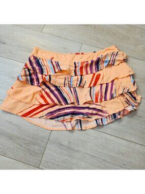 DC Shoes Tiered Mini Skirt Abstract Print Skatewear Sz 26 Y2K Surf Punk